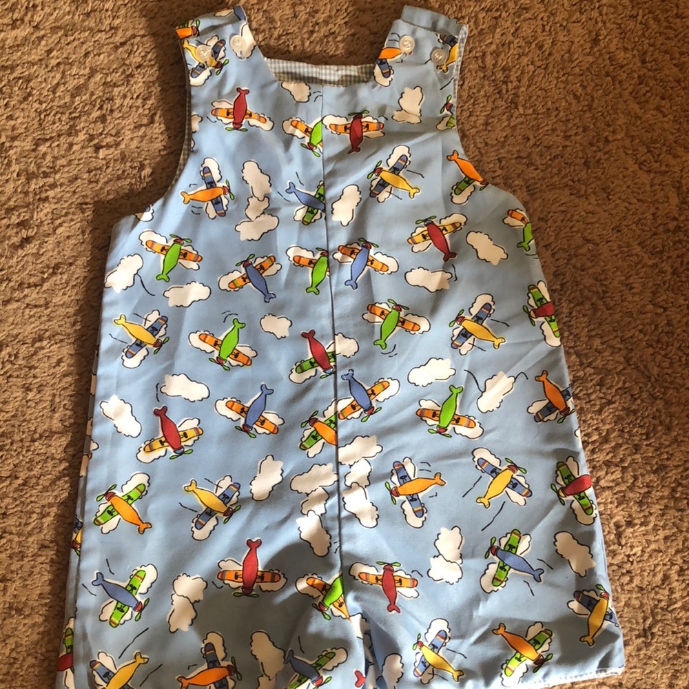 Boy reversible blue airplane outfit